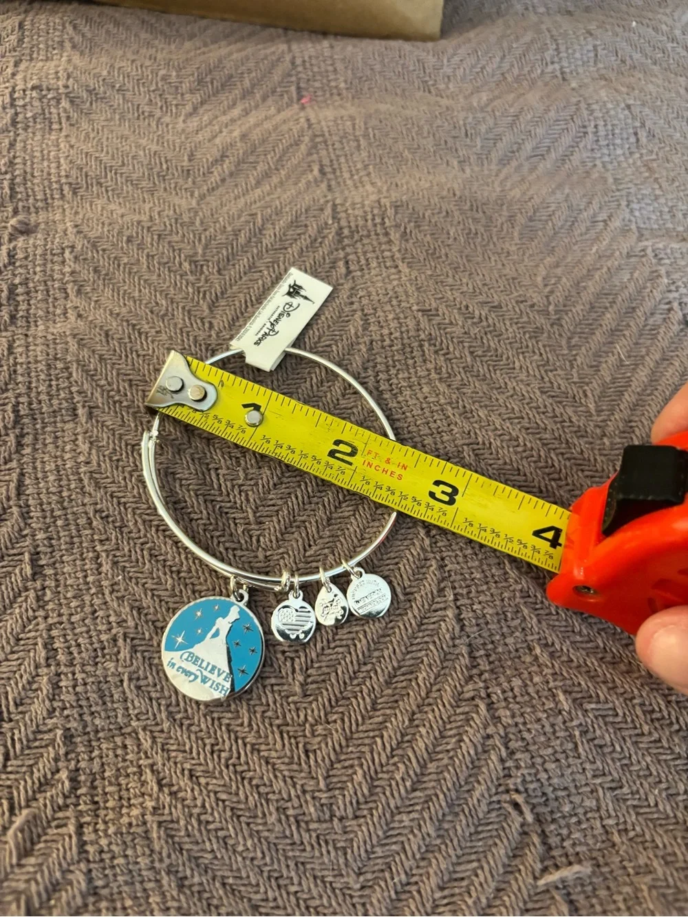 Alex and Ani Silver-tone Blue 'Believe in the Wish' Charm Bangle